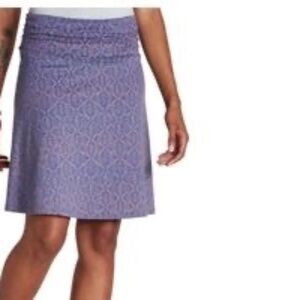 Toad & Co Womens Chaka Skirt Size L Blueberry Batik Dot Organic Cotton Blend
